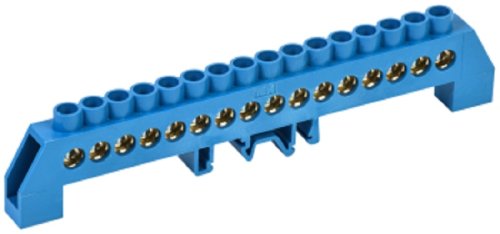 Шина изолированная тип "Стойка" IEK N "ноль" ШНИ-8х12-16-КС-С 16 групп синий картинка 